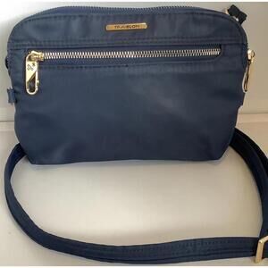 Travelon Navy Blue Crossbody Bag with Gold Hardware